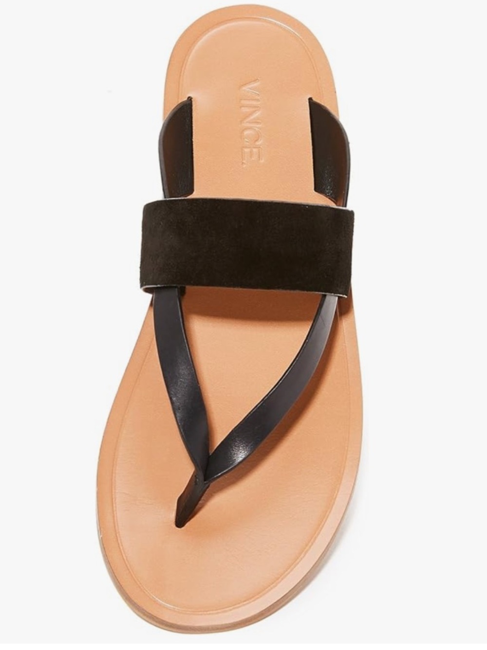 Vince grey Suede Wide Strap Tan Leather Thong Sandal